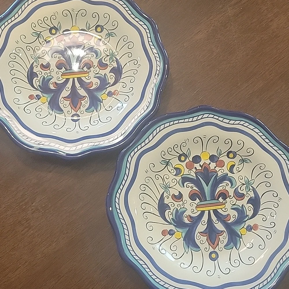PIER 1 IMPORTS SAN MARINO SALAD PLATES  BLUE/WHITE
